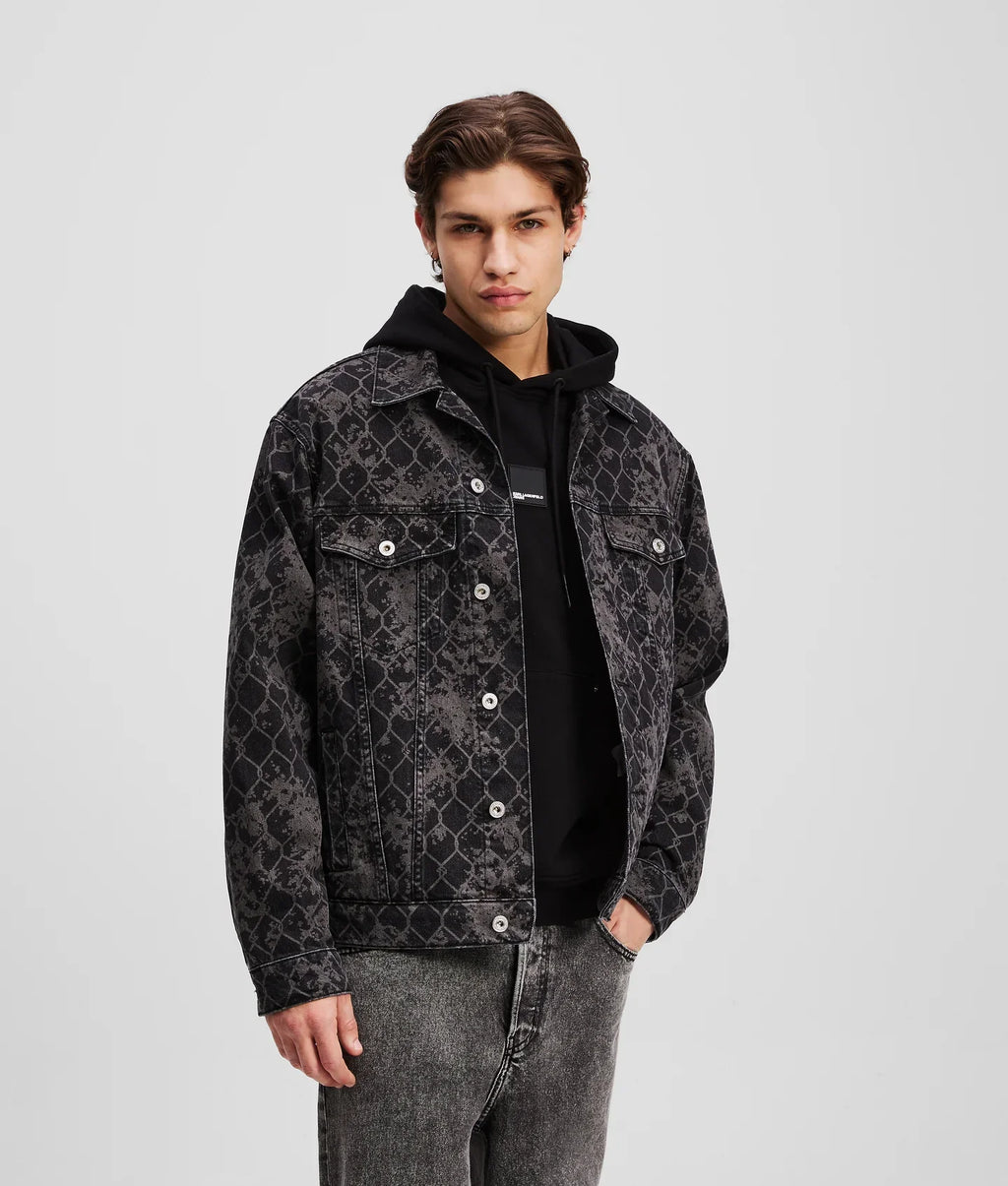 KARL ALL-OVER PRINT DENIM JACKET